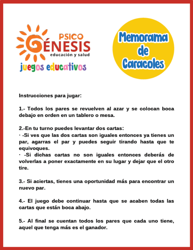 Memorama de Caracoles