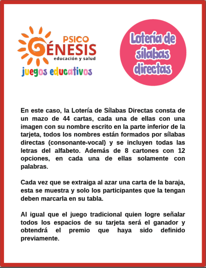 Loteria de silabas directas
